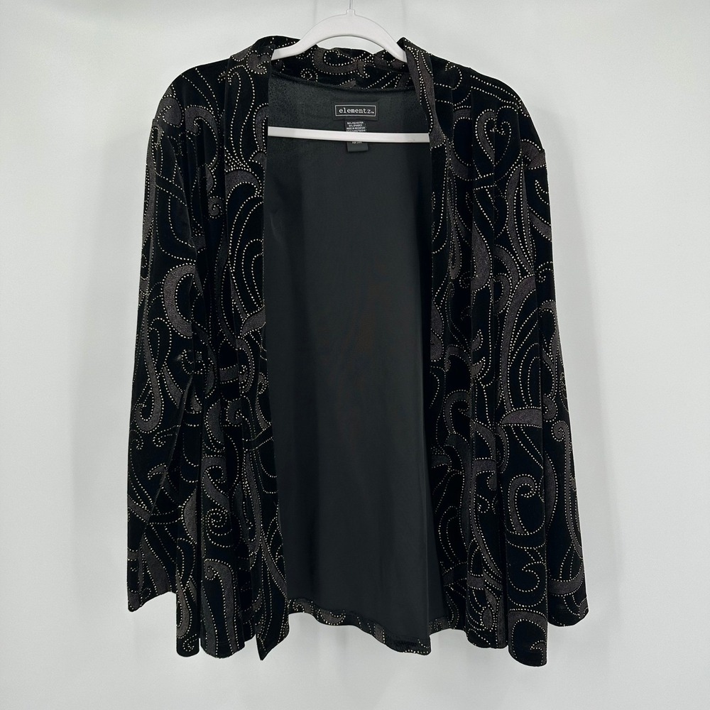 Womens Whimsigoth Velvet Burnout Cardigan Jacket Size M Metallic Evening Glam